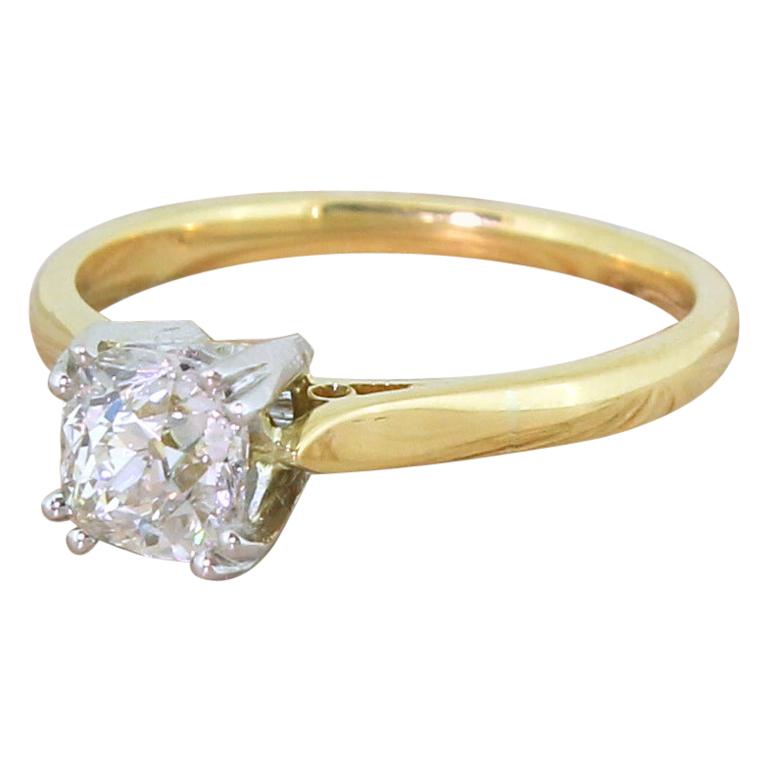 Art Deco 1.00 Carat Old Cut Diamond Engagement Ring For Sale