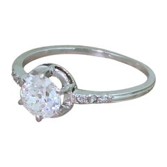 Art Deco 1.00 Carat Old Cut Diamond Platinum Engagement Ring