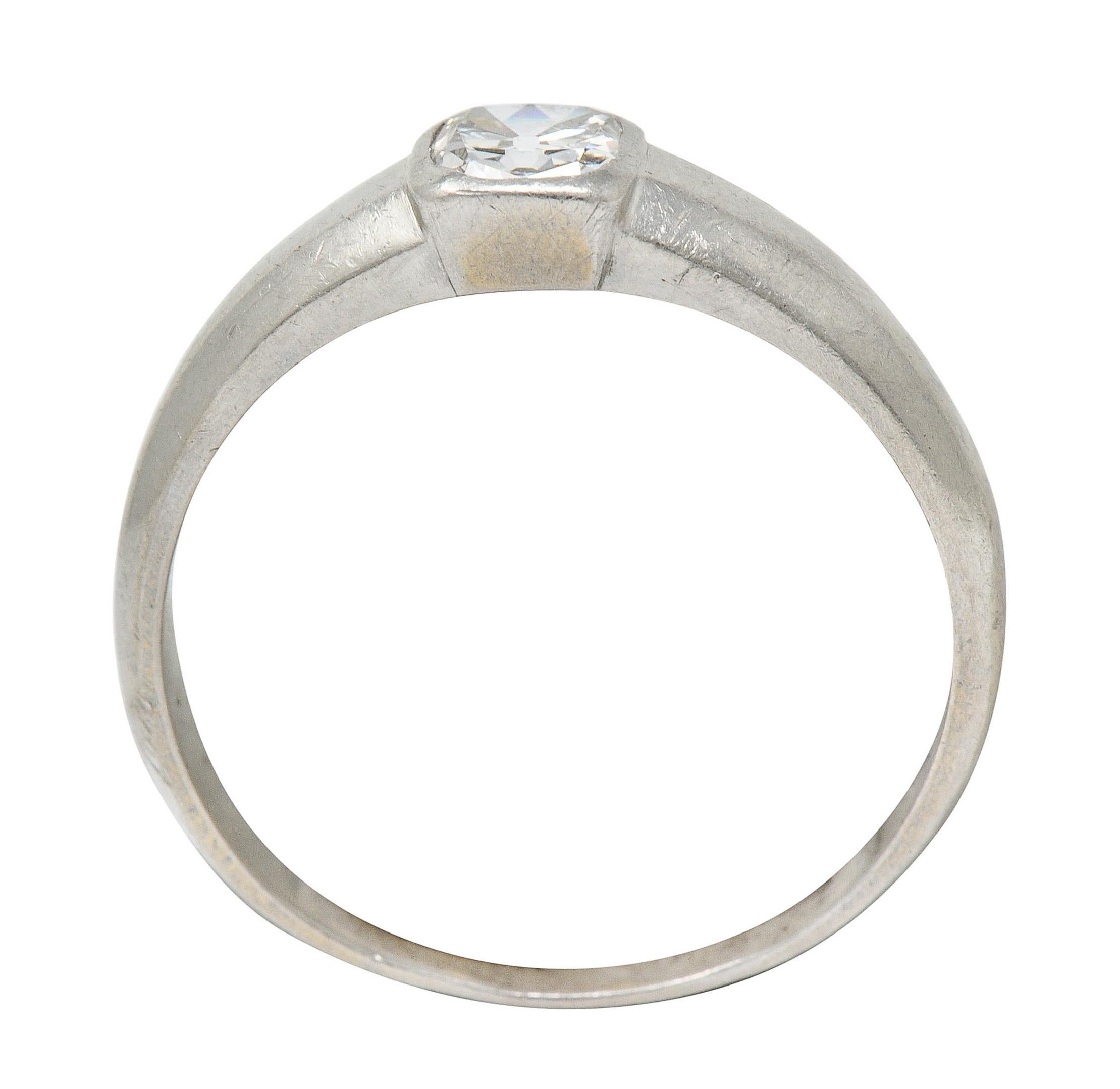 Art Deco 1.00 Carat Old Mine Diamond Platinum Men's Band Ring 1