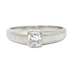 Art Deco 1.00 Carat Old Mine Diamond Platinum Men's Band Ring