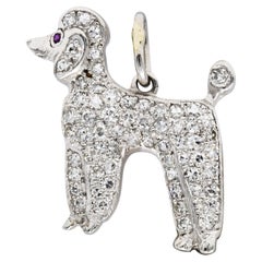 Art Deco 1.00 Carat Pave Diamond Platinum Poodle Charm