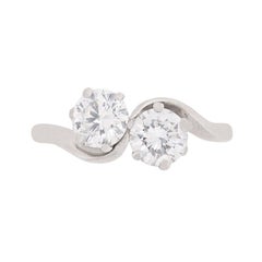 Art Deco 1.00 Carat Two-Stone Twist Ring, circa 1940s