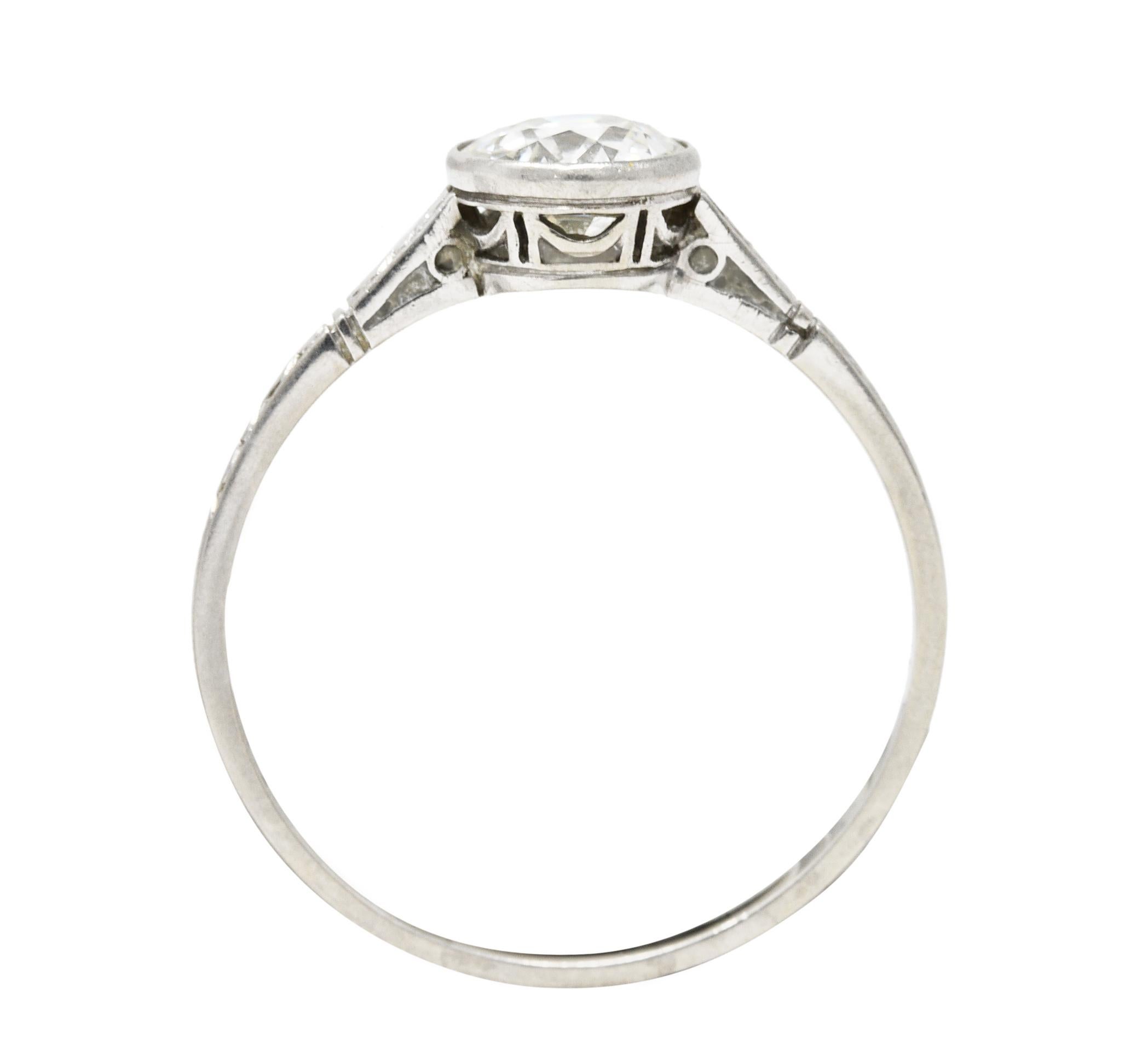 Art Deco 1.00 CTW Diamond Platinum Bezel Engagement Ring 1