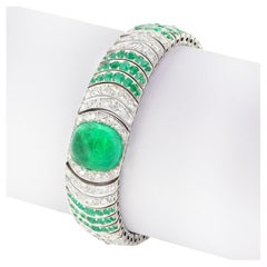 Art Deco 10.00ct Emerald and Diamond Bracelet, c.1920s