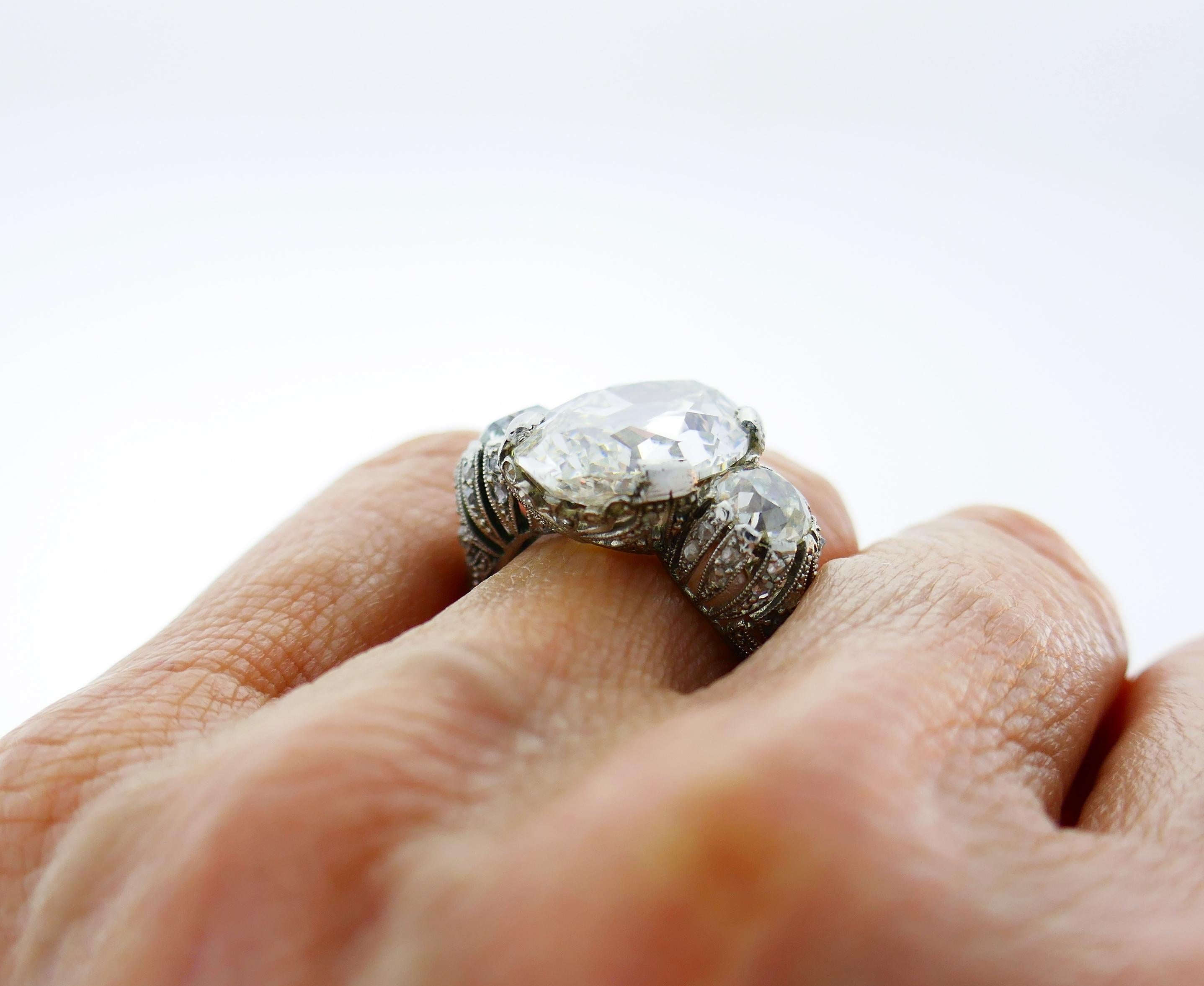 Art Deco 10.03 Carat Diamond GIA Platinum Ring For Sale 1