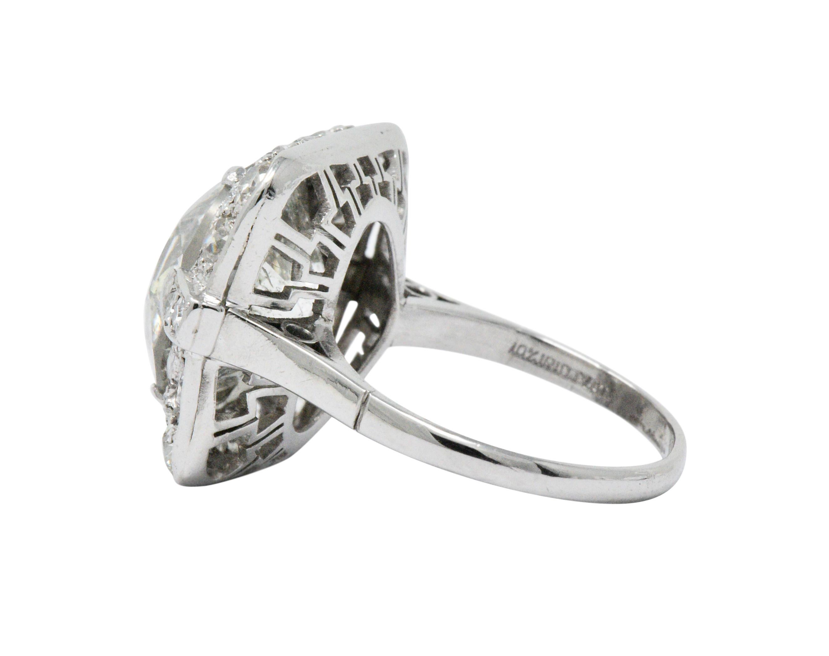 Round Cut Art Deco 10.07 Carat Diamond and Platinum Large Old European Cut Engagement Ring