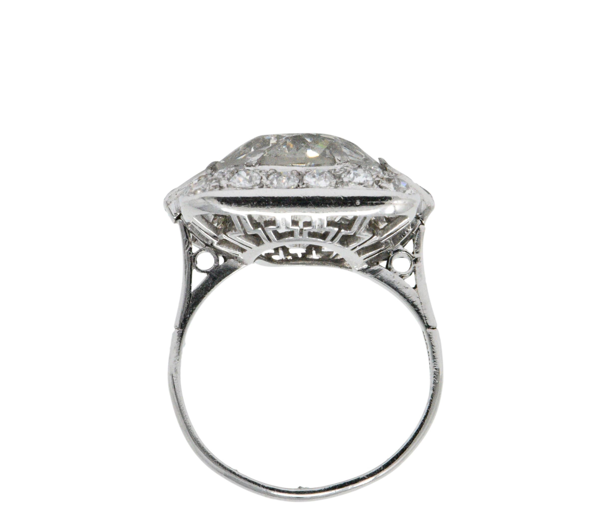 Women's or Men's Art Deco 10.07 Carat Diamond and Platinum Large Old European Cut Engagement Ring