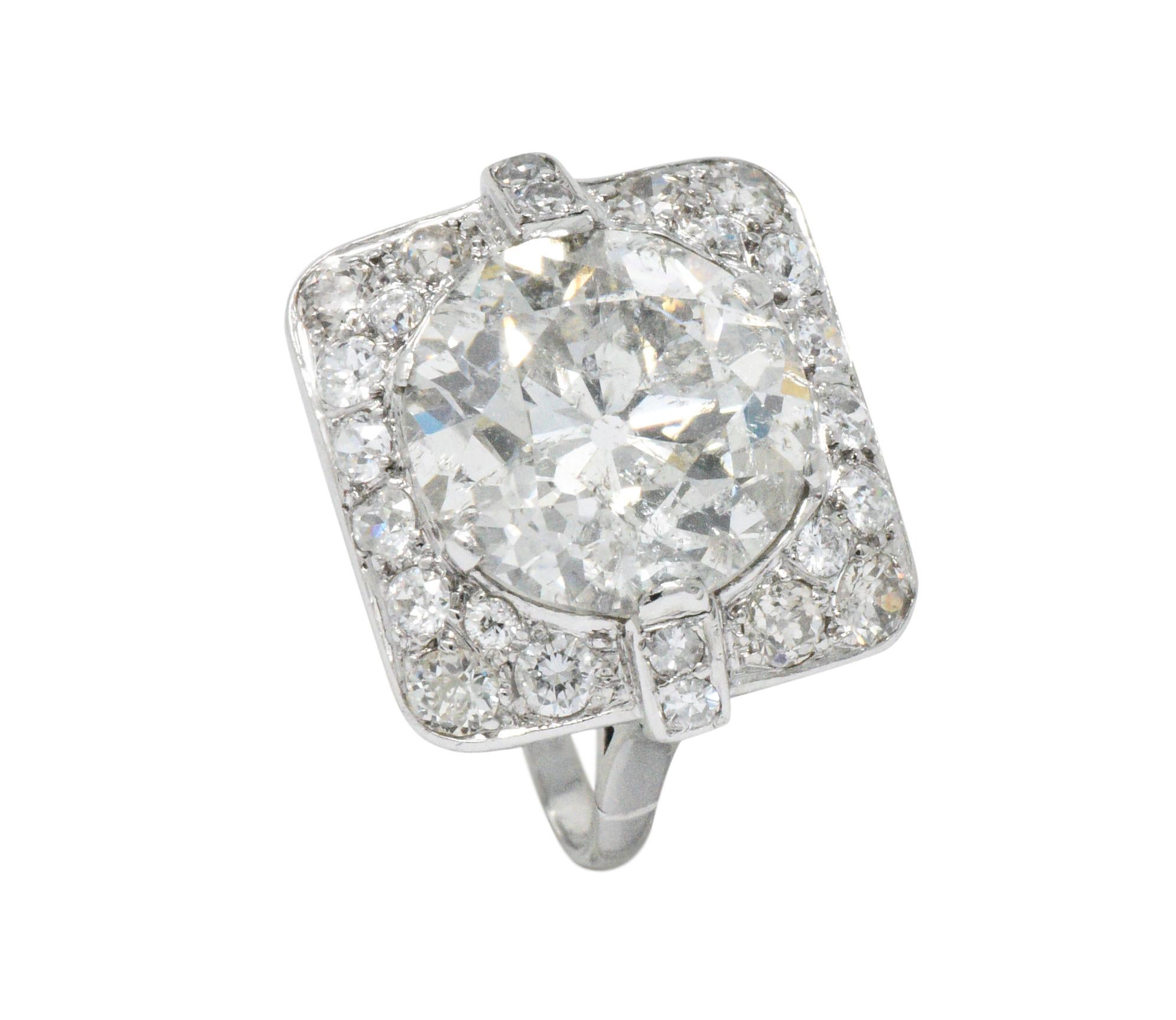 Art Deco 10.07 Carat Diamond and Platinum Large Old European Cut Engagement Ring 1