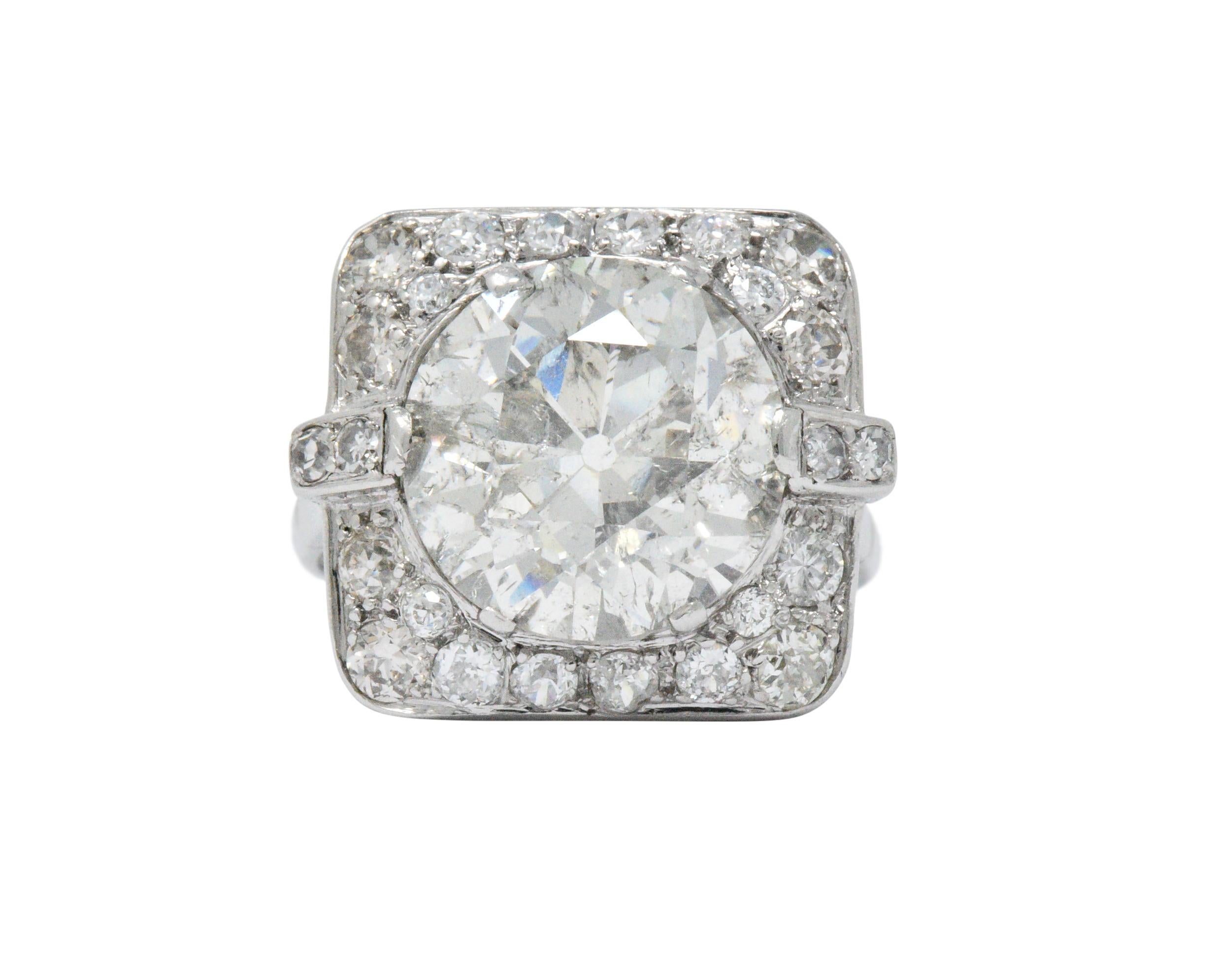 Art Deco 10.07 Carat Diamond and Platinum Large Old European Cut Engagement Ring 2