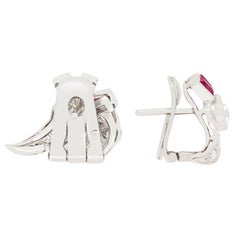 Art Deco 1.00ct Diamond and Ruby Earrings, c.1920s