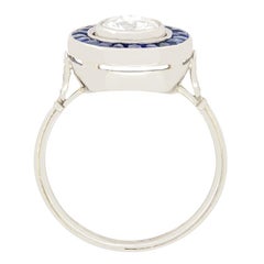 Art Deco 1.00ct Diamond and Sapphire Target Ring, c.1920s