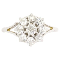 Antique Art Deco 1.00ct Diamond Daisy Cluster Ring, c.1920s