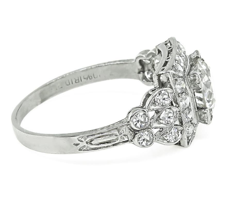 Old European Cut Art Deco 1.00ct Diamond Engagement Ring For Sale