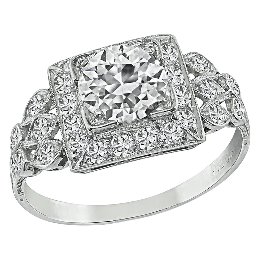 Anillo de compromiso de diamantes Art Decó 1,00 ct en venta