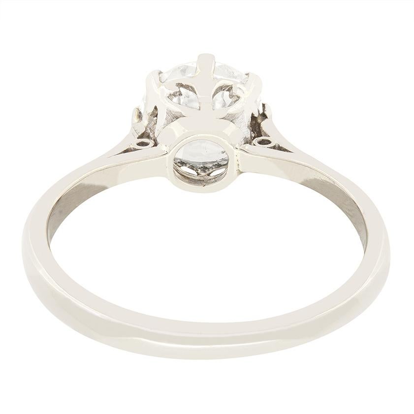 Taille vieille Europe Bague solitaire Art déco avec diamants de 1,00 carat, c. 1920 en vente