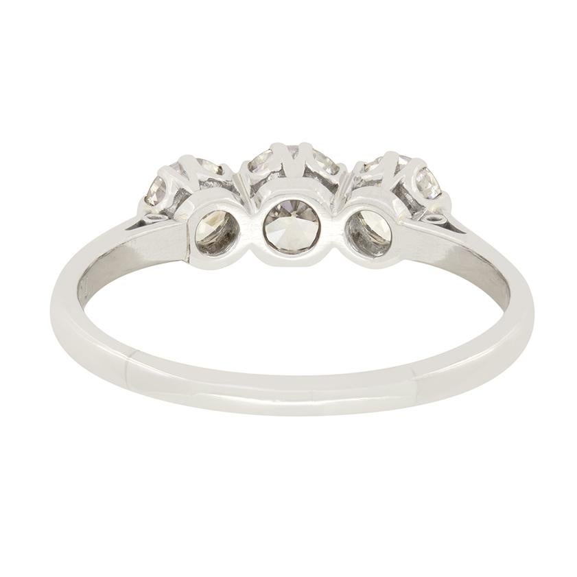 Old European Cut Art Deco 1.00ct Diamond Trilogy Ring, c.1920s
