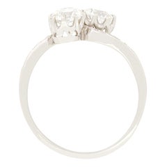 Art Deco 1.00ct Diamond Two Stone Twist Ring, c.1920s