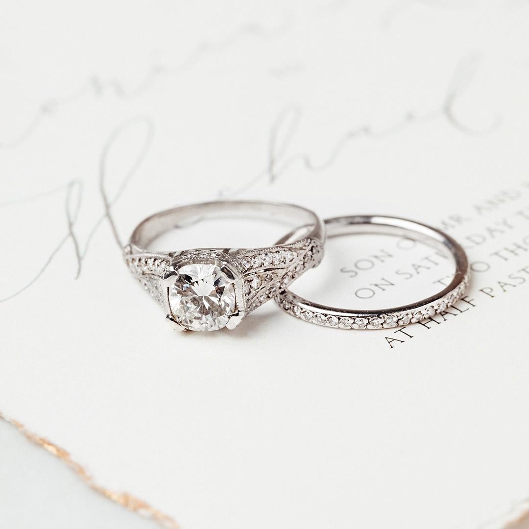 Women's Art Deco 1.01 Carat Diamond Vintage Inspired Engagement Ring For Sale