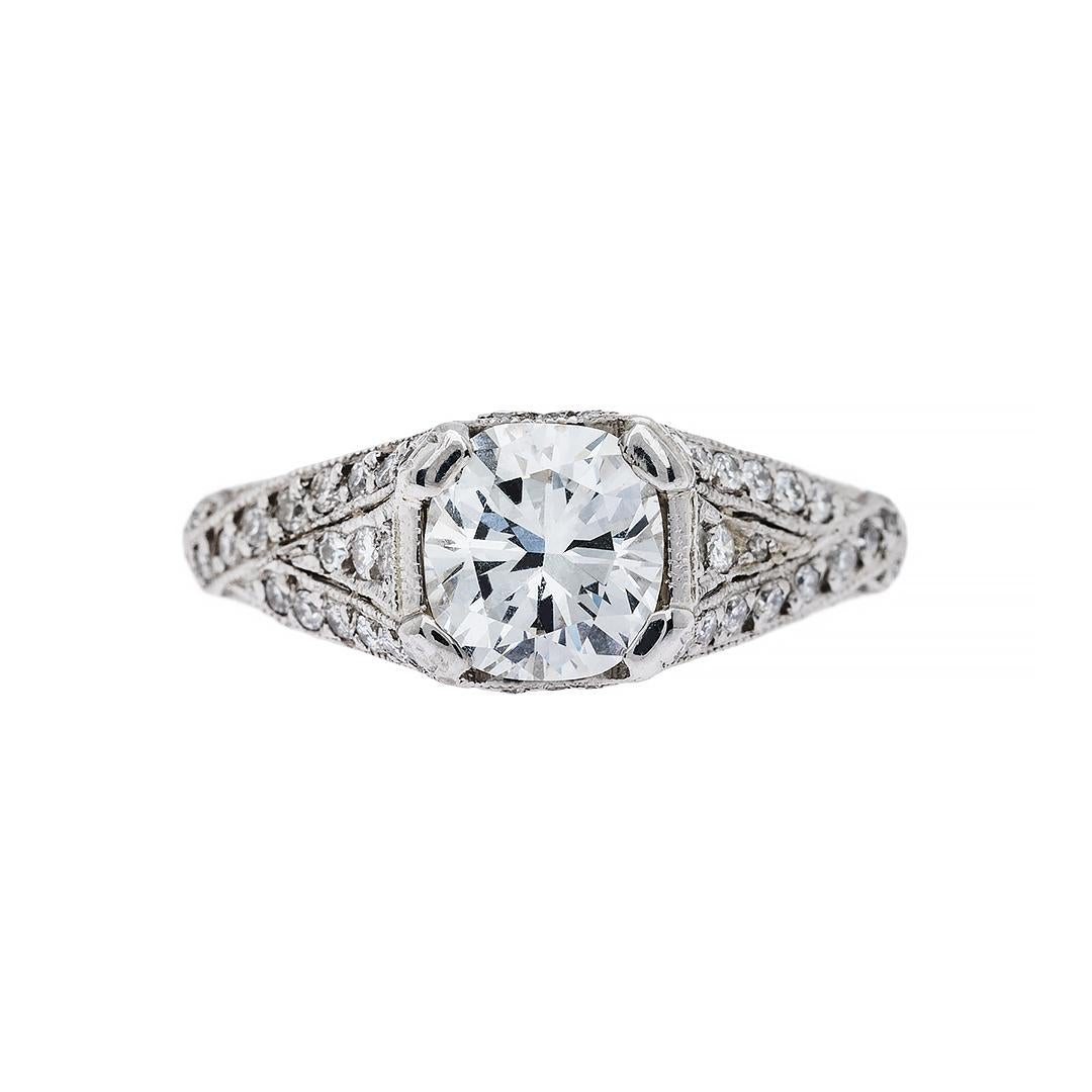 Art Deco 1.01 Carat Diamond Vintage Inspired Engagement Ring For Sale