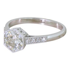 Antique Art Deco 1.01 Carat Old Cut Diamond Engagement Ring