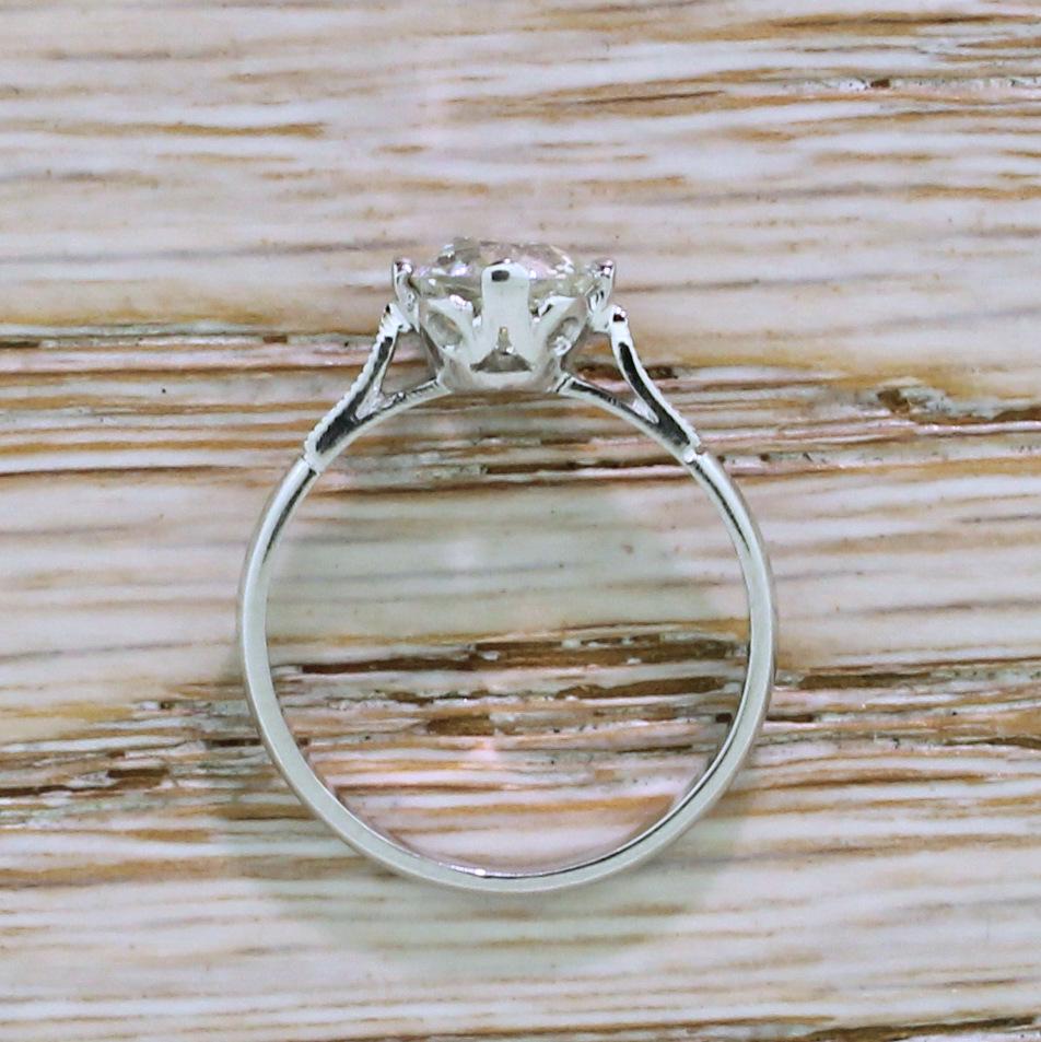 Art Deco 1.01 Carat Old Cut Diamond Platinum Engagement Ring In Good Condition In Essex, GB