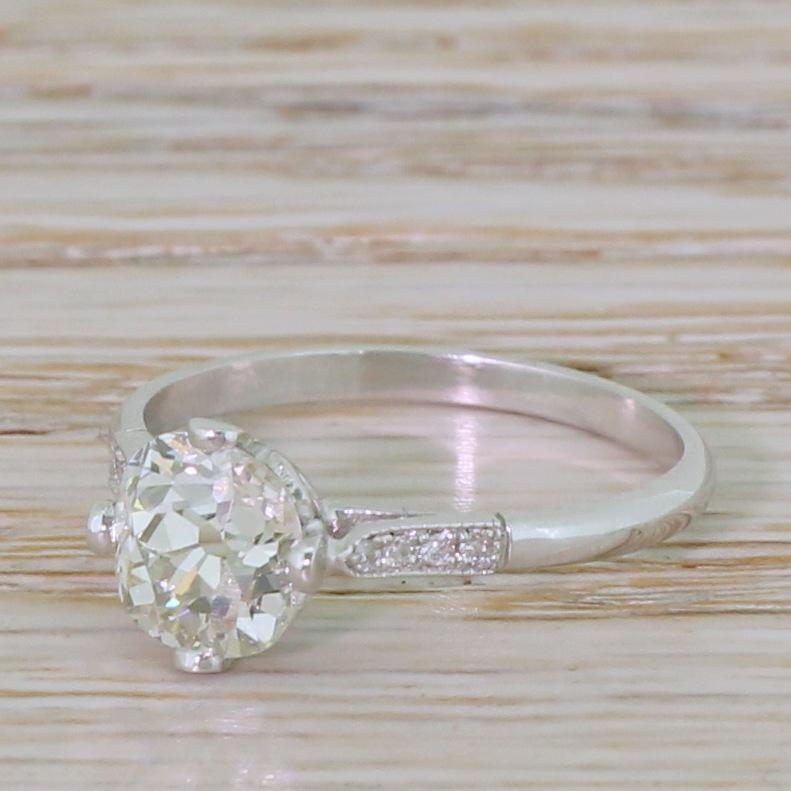 Art Deco 1.01 Carat Old Cut Diamond Platinum Engagement Ring 2