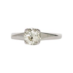 Art Deco 1.01 Carat Old European Cut Diamond Platinum Solitaire Engagement Ring