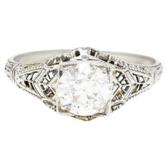 Art Deco 1.01 Carats Old European Diamond 18 Karat Gold Antique Engagement Ring