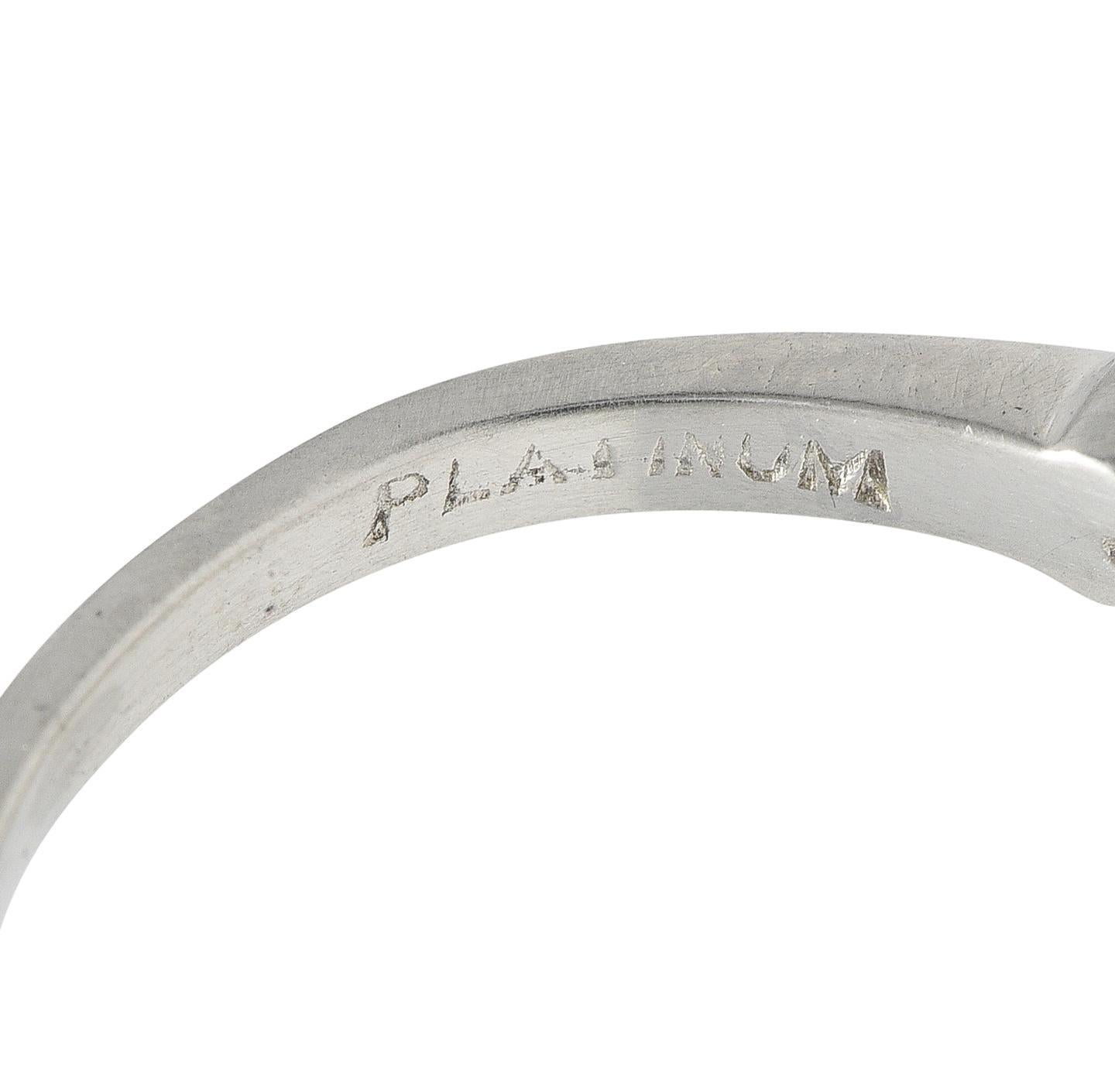 Art Deco 1.01 CTW Diamond Platinum Five Stone Vintage Engagement Ring For Sale 2