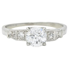 Art Deco 1.01 CTW Diamond Platinum Five Stone Vintage Engagement Ring