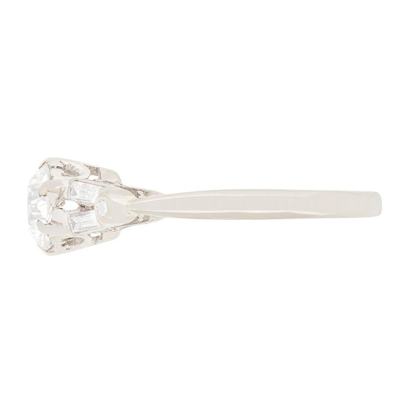 Art Déco Anello di fidanzamento solitario con diamante da 1,01 carati, Art Deco, anni '20 circa in vendita