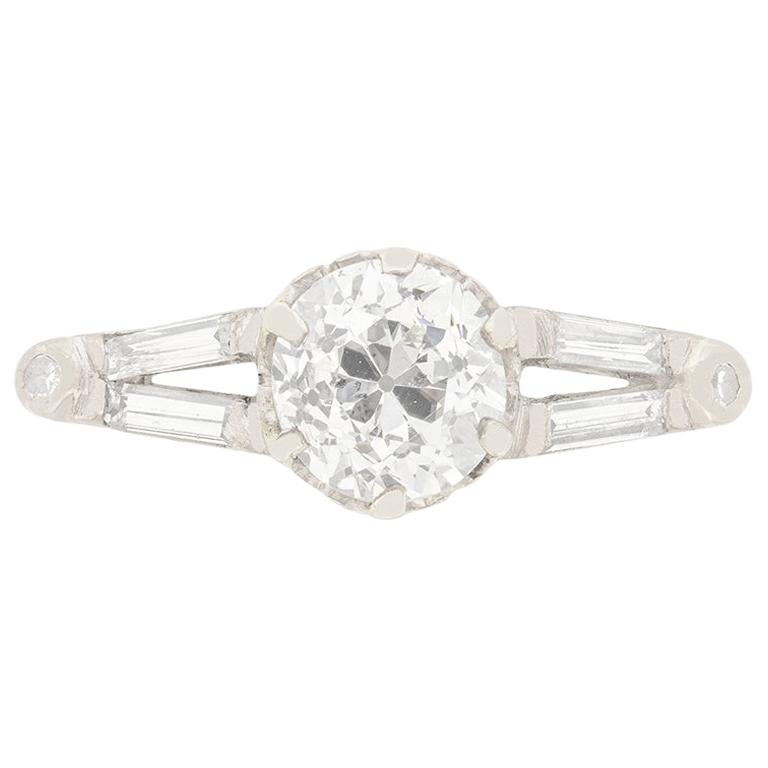 Art Deco 1.01 Carat Diamond Solitaire Engagement Ring, circa 1920s For Sale