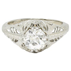 Art Deco 1.02 Carat Diamond 18 Karat White Gold Engagement Ring