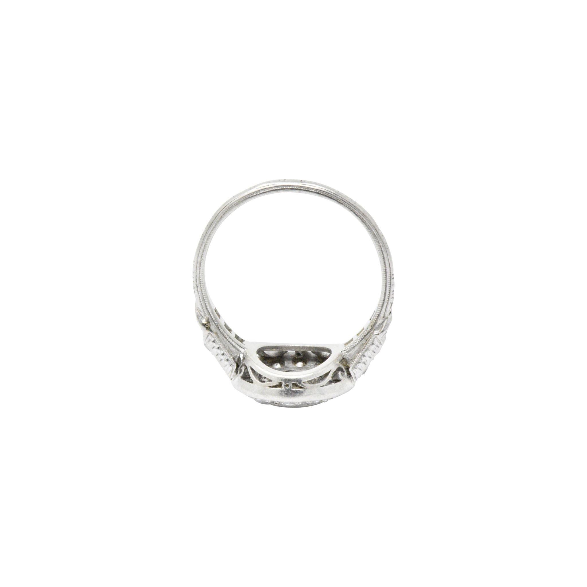 Women's or Men's Superb Art Deco 1.02 CTW Diamond 14K White Gold Cluster Engagement Ring