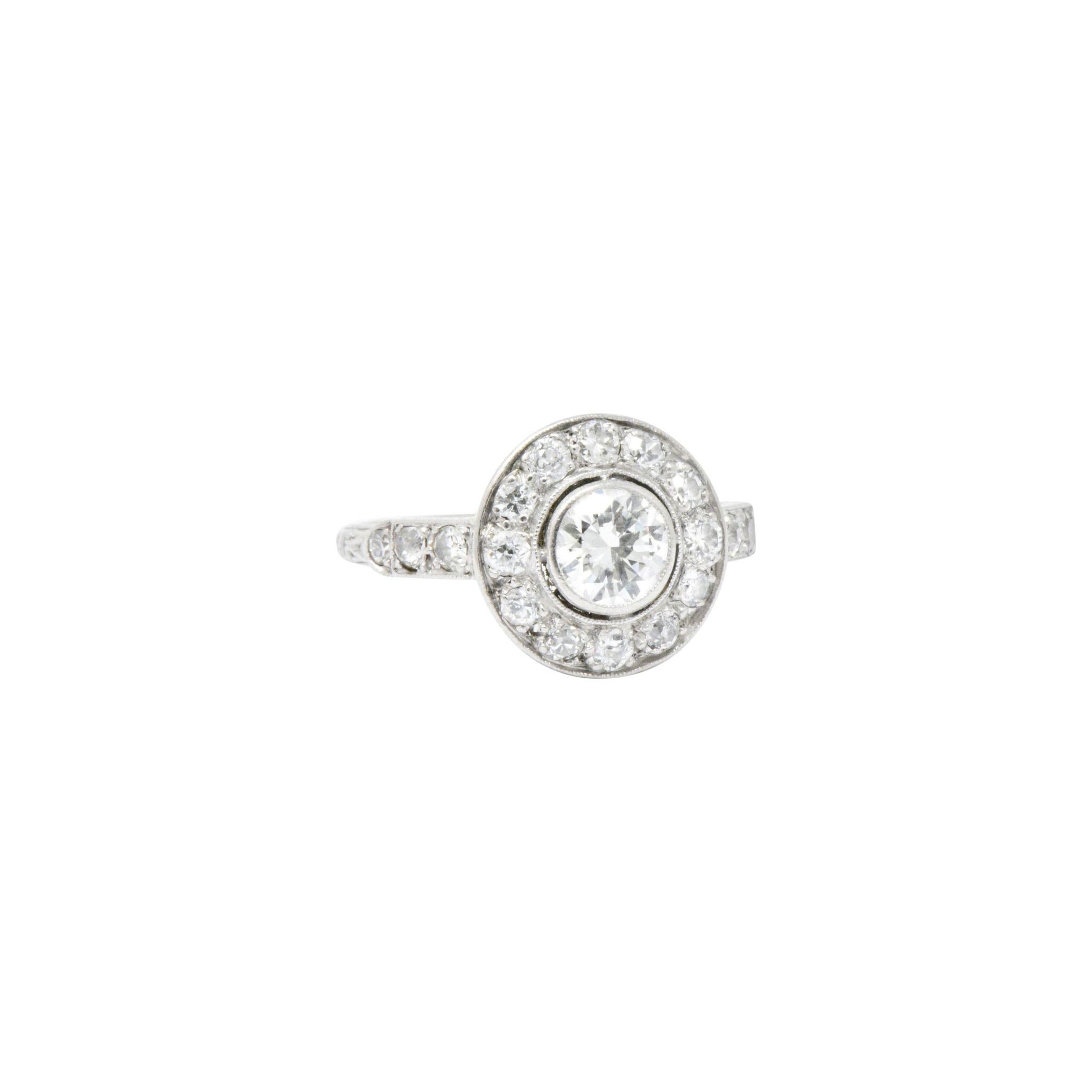 Superb Art Deco 1.02 CTW Diamond 14K White Gold Cluster Engagement Ring 1