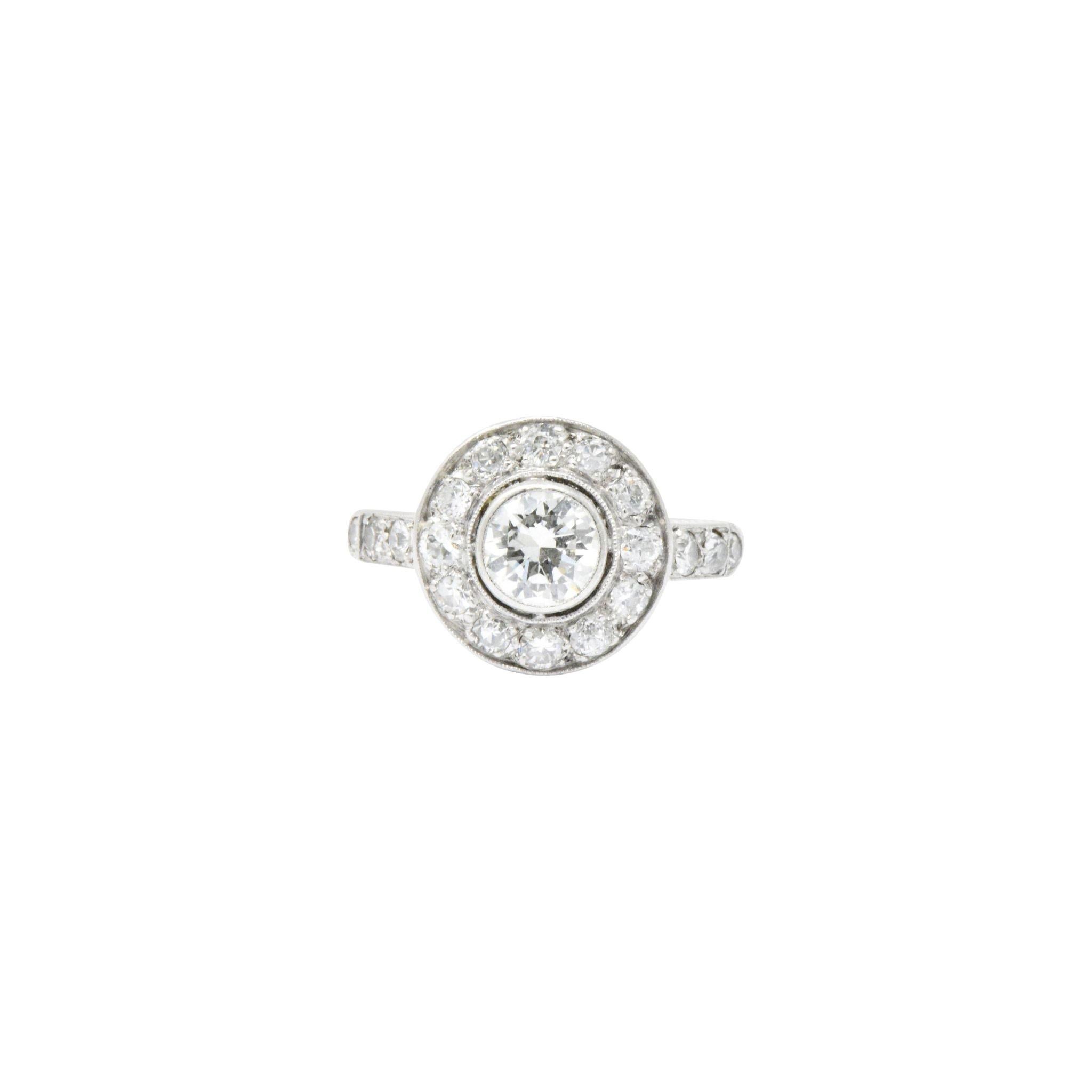 Superb Art Deco 1.02 CTW Diamond 14K White Gold Cluster Engagement Ring 2