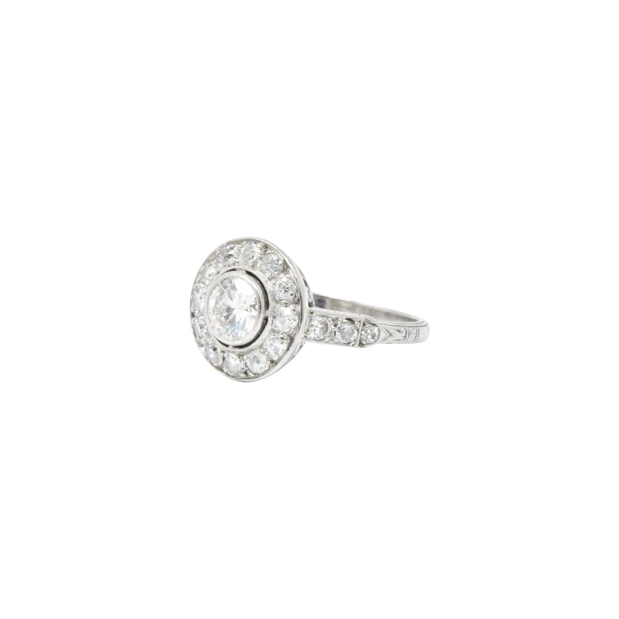 Superb Art Deco 1.02 CTW Diamond 14K White Gold Cluster Engagement Ring 3