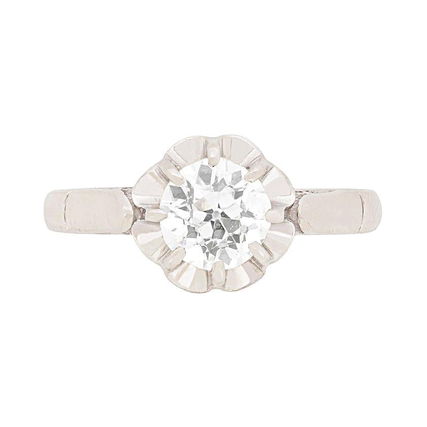 Art Deco 1.02 Carat Diamond Solitaire Engagement Ring, circa 1920s For Sale