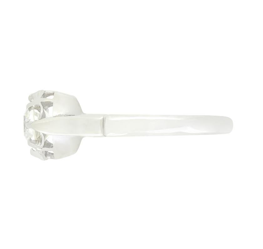 Old European Cut Art Deco 1.02 Carat Diamond Solitaire Engagement Ring, circa 1920s For Sale