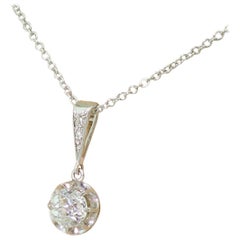 Vintage Art Deco 1.02 Carat Old European Cut Diamond Platinum Pendant
