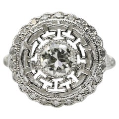 Vintage Art Deco 1.02 CTW Greek Key Motif Diamond Engagement Ring in Platinum