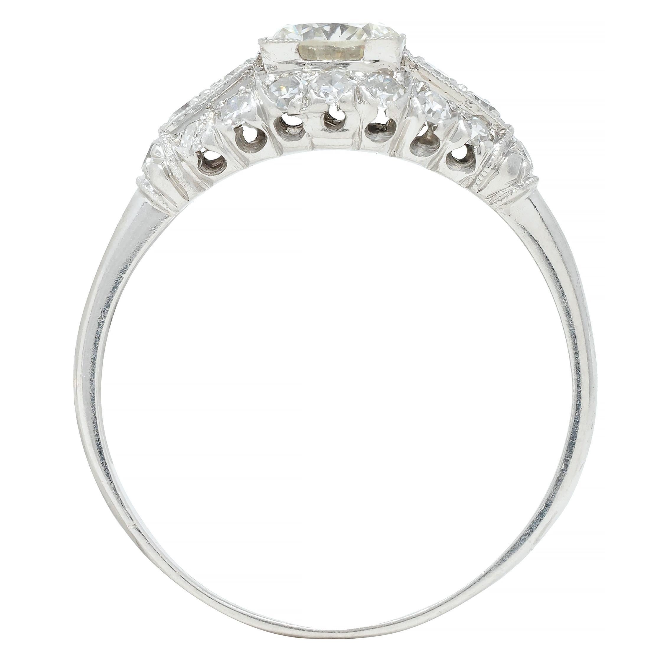 Art Deco 1.02 CTW Transitional Cut Diamond Platinum Engagement Ring 5