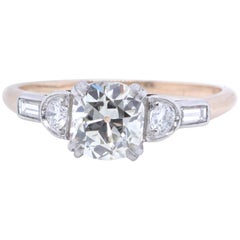 Art Deco 1.02 Diamond Platinum 14 Karat Gold Ring