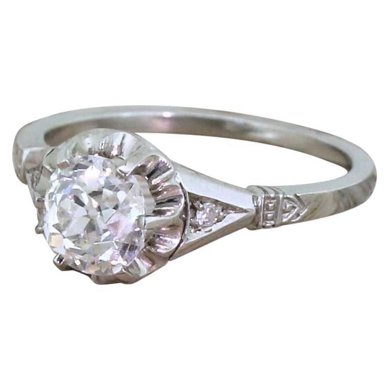 Art Deco 1.03 Carat Old Cut Diamond Engagement Ring, circa 1920 For Sale