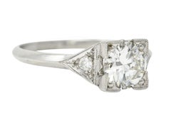 Art Deco 1.03 Carats Diamond Platinum Square Form Knife Edge Engagement Ring