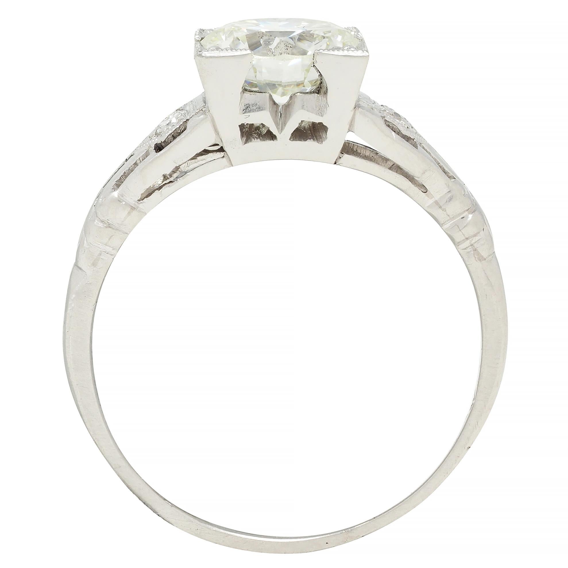 Art Deco 1.03 CTW Old European Cut Diamond Platinum Vintage Engagement Ring 6