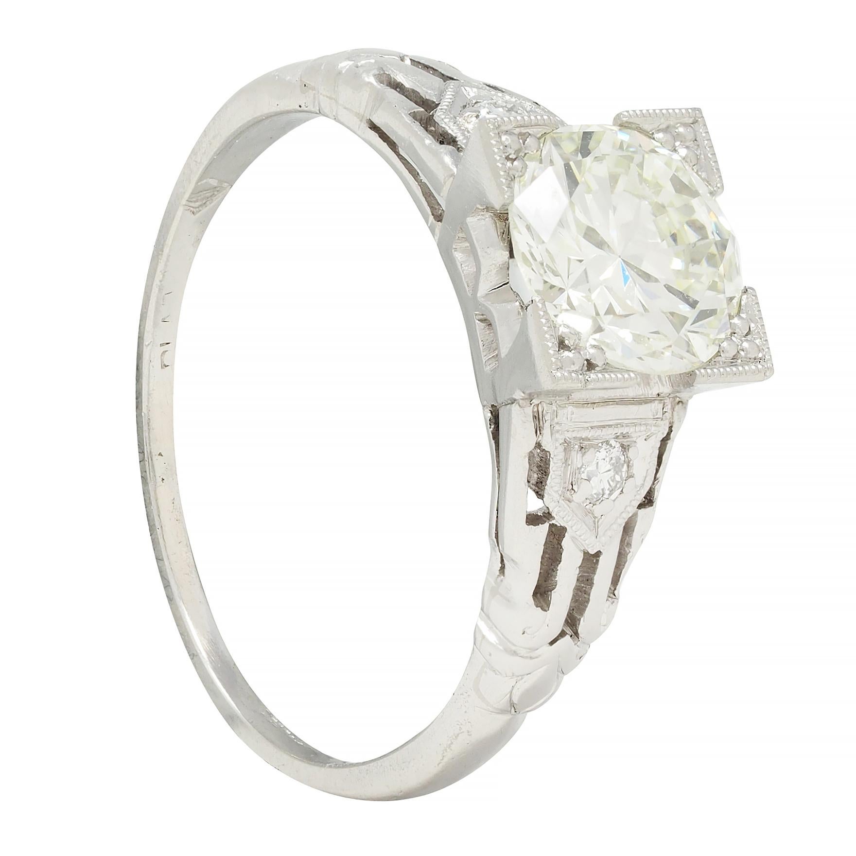Art Deco 1.03 CTW Old European Cut Diamond Platinum Vintage Engagement Ring 7
