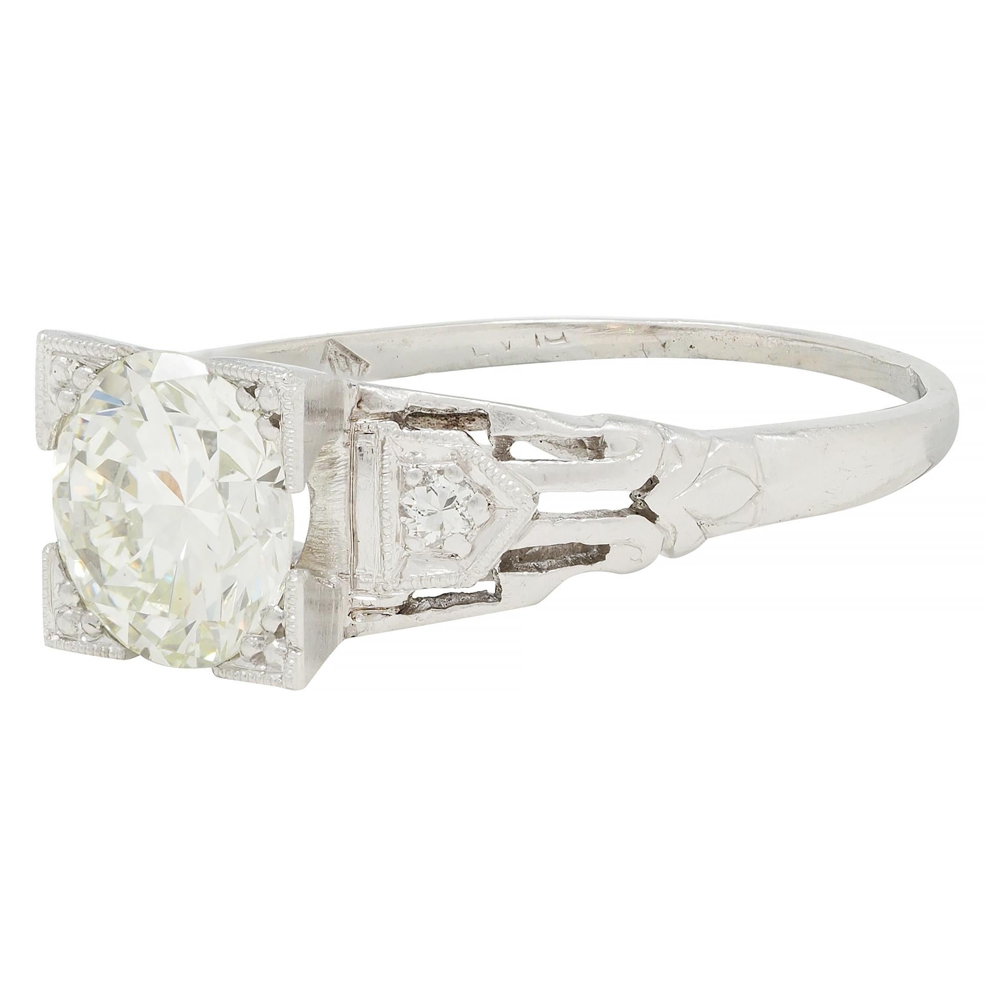 Art Deco 1.03 CTW Old European Cut Diamond Platinum Vintage Engagement Ring 3