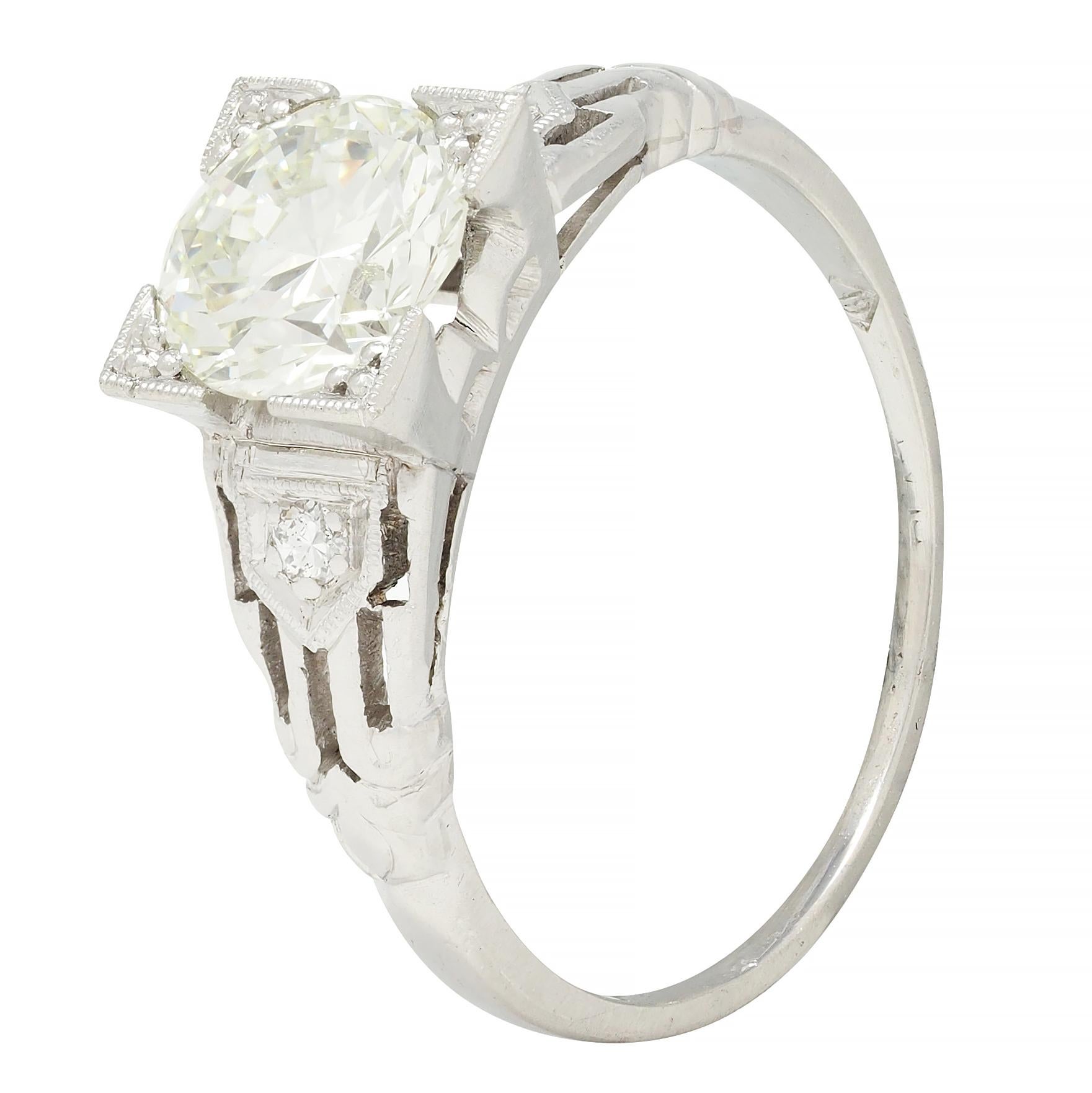 Art Deco 1.03 CTW Old European Cut Diamond Platinum Vintage Engagement Ring 5