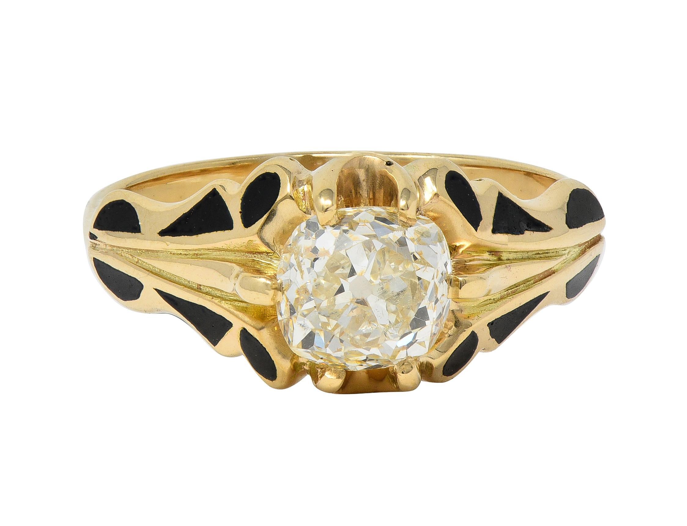 Art Deco 1.03 CTW Old Mine Diamond 14K Gold Antique Belcher Engagement Ring